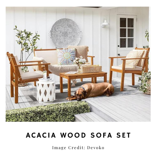 Acacia Wood Conversation Sofa Set