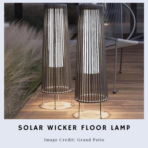 Solar Wicker Floor Lamp