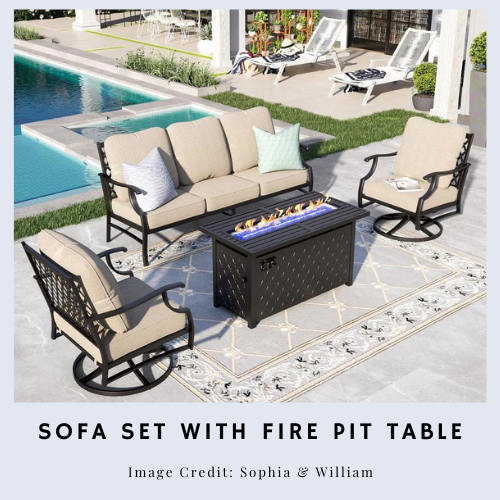 Sofa Set with Fire Pit Table