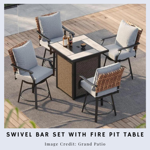 Swivel Bar Set with Fire Pit Table