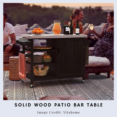 Solid Wood Patio Bar Table