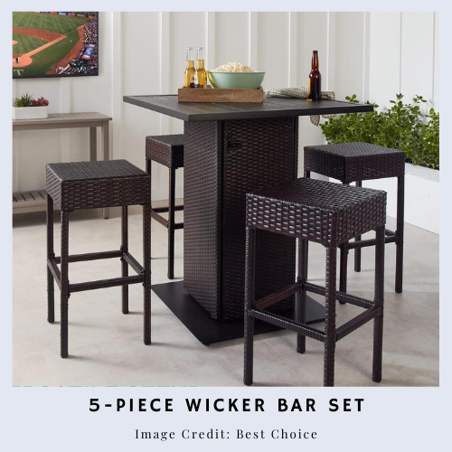 5-Piece Wicker Bar Set