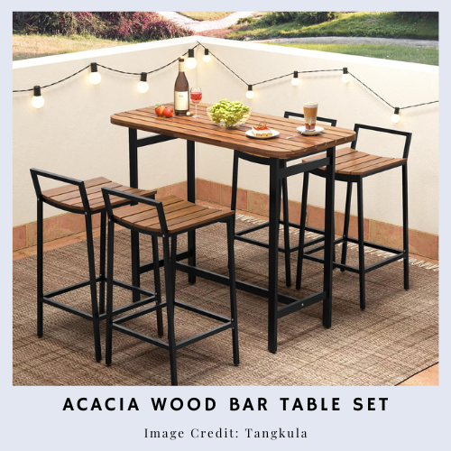 Acacia Wood Bar Table Set