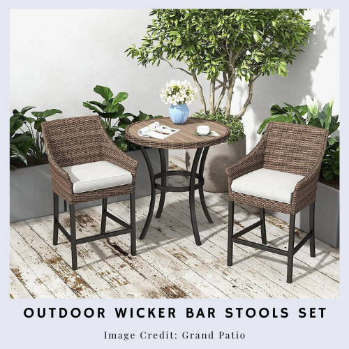 Outdoor Wicker Bar Stools Set