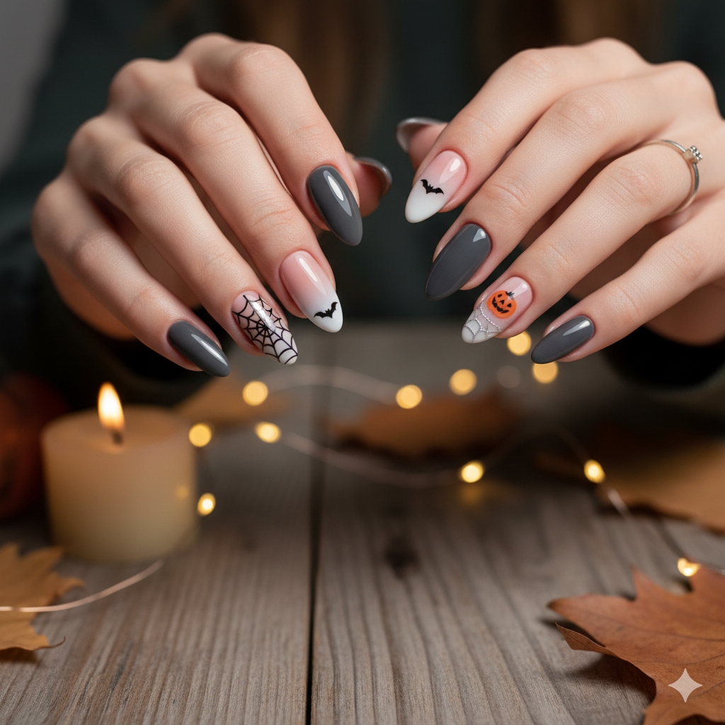 Almond Shape Halloween Nail Art