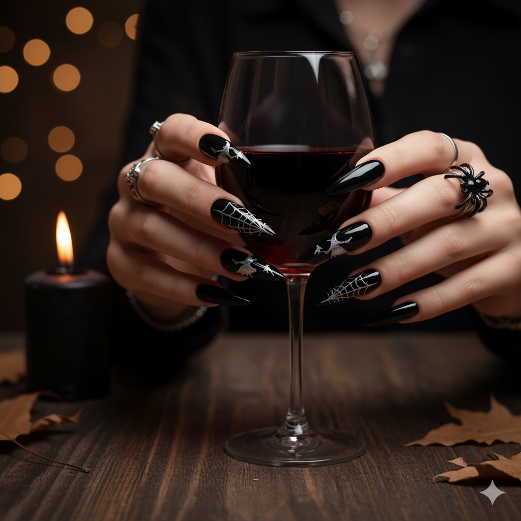 The Classic Black Halloween Nails