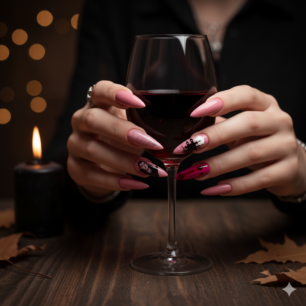 Pink Halloween Nail Designs