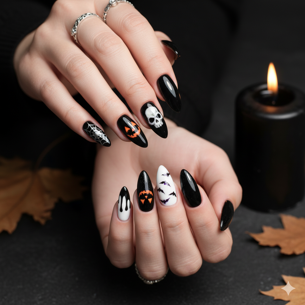 Nail Designs in Halloween Colors
