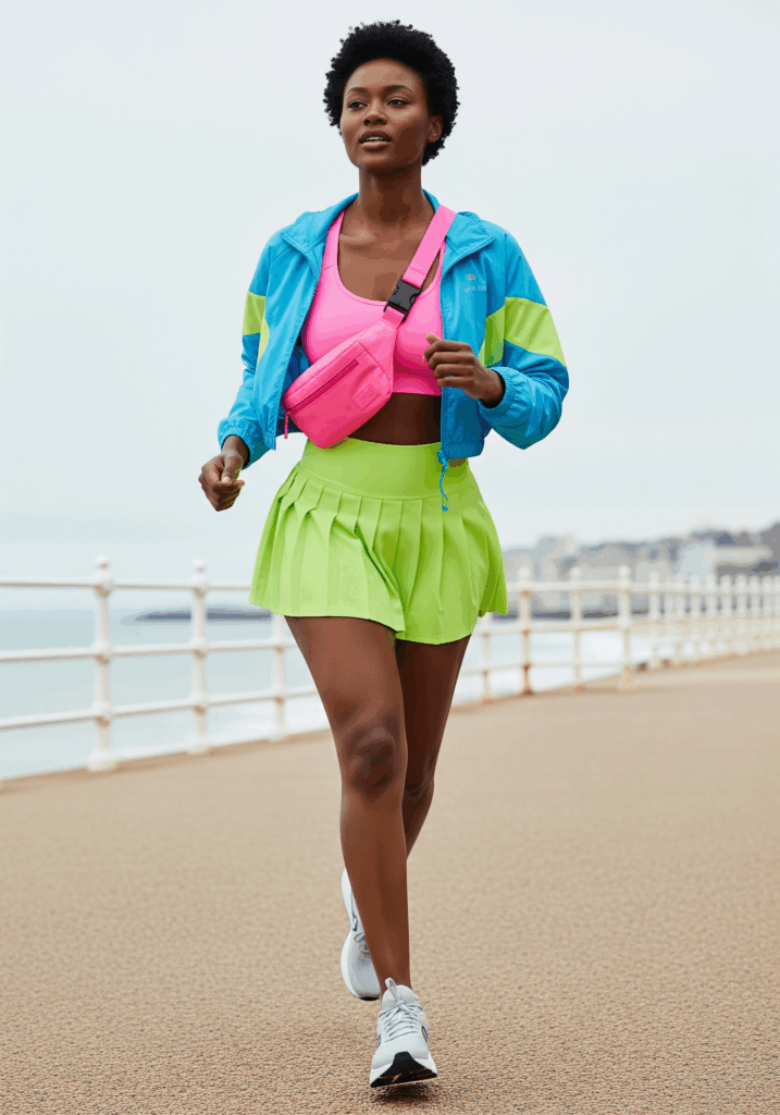 Neon Green Sport Max Tennis Skirt with Pink Sports Bra