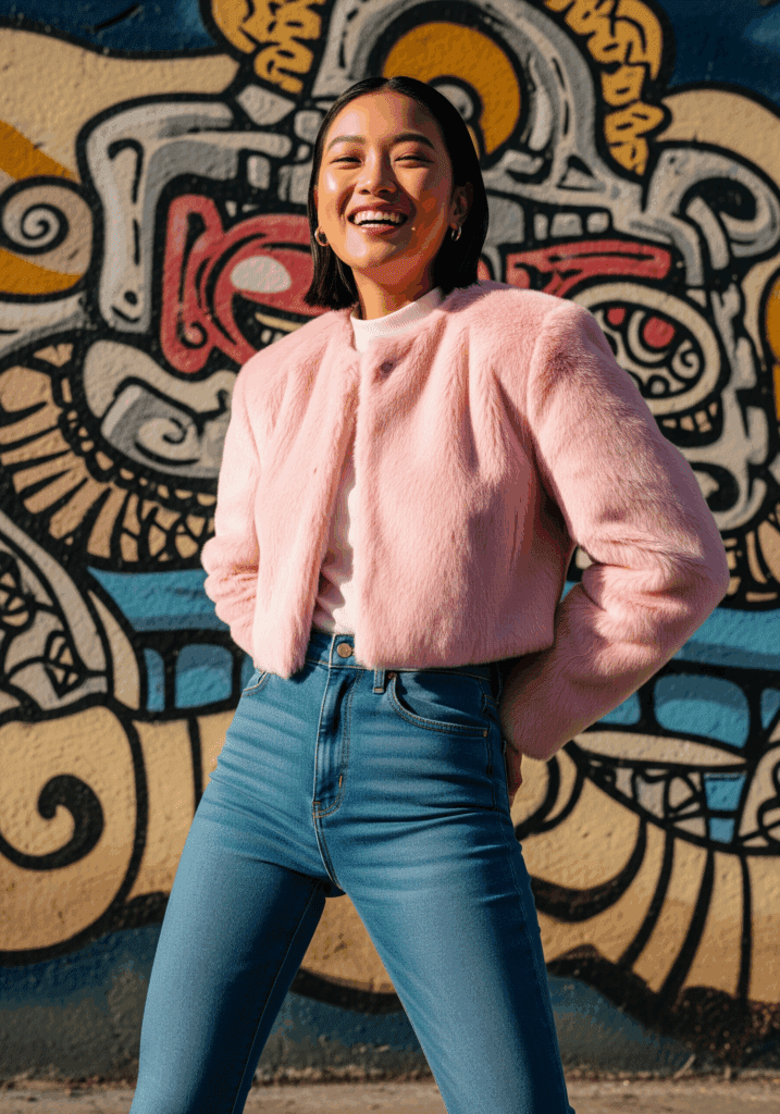 Cropped Faux Fur in Playful Pastel Pink