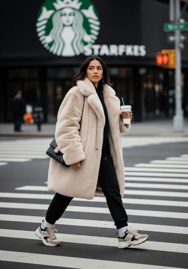 Oversized Faux Fur Coat in Chic Beige