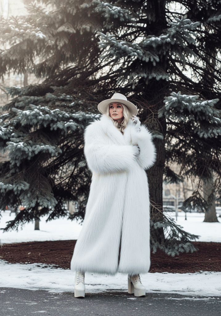 Shaggy White Faux Fur Maxi