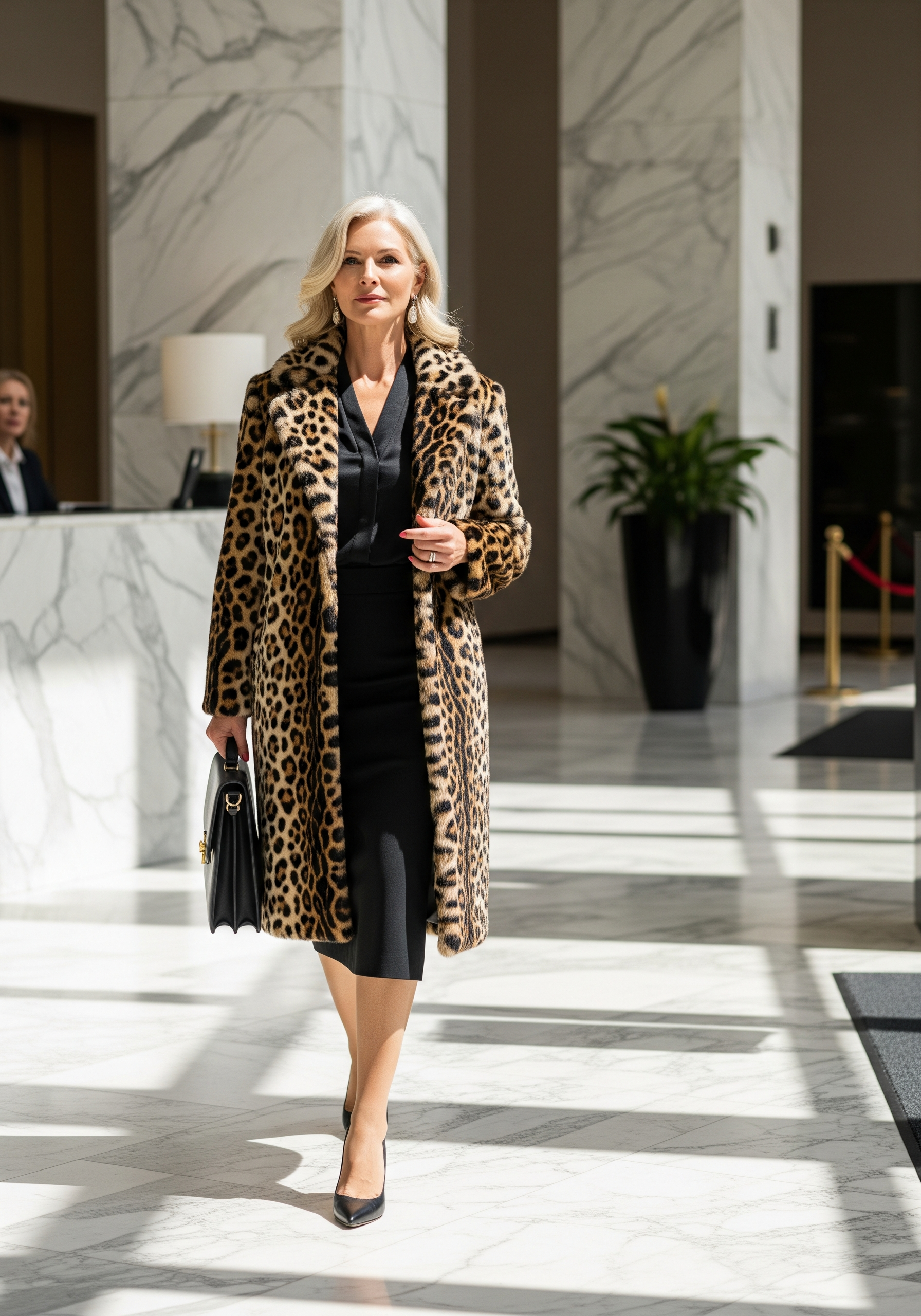 The Midi Leopard Print Faux Fur Coat