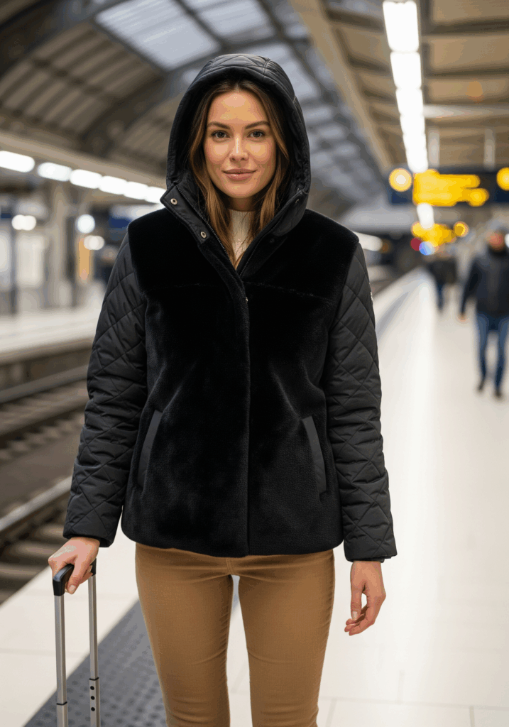 Faux Fur and Puffer Hybrid Coat
