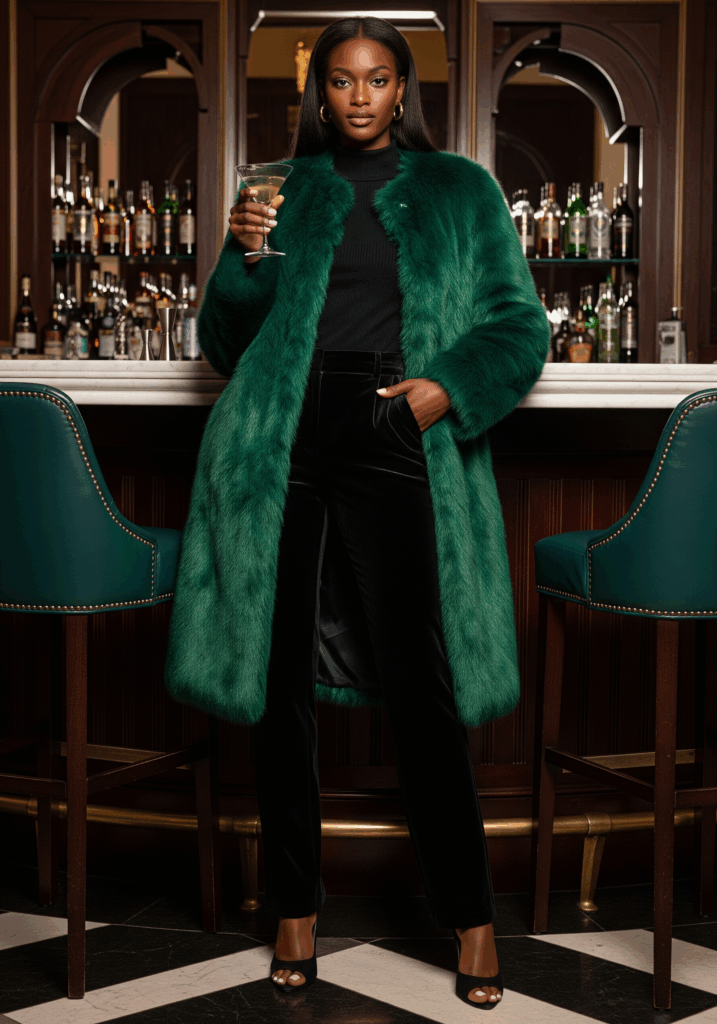 Statement Emerald Faux Fur Coat