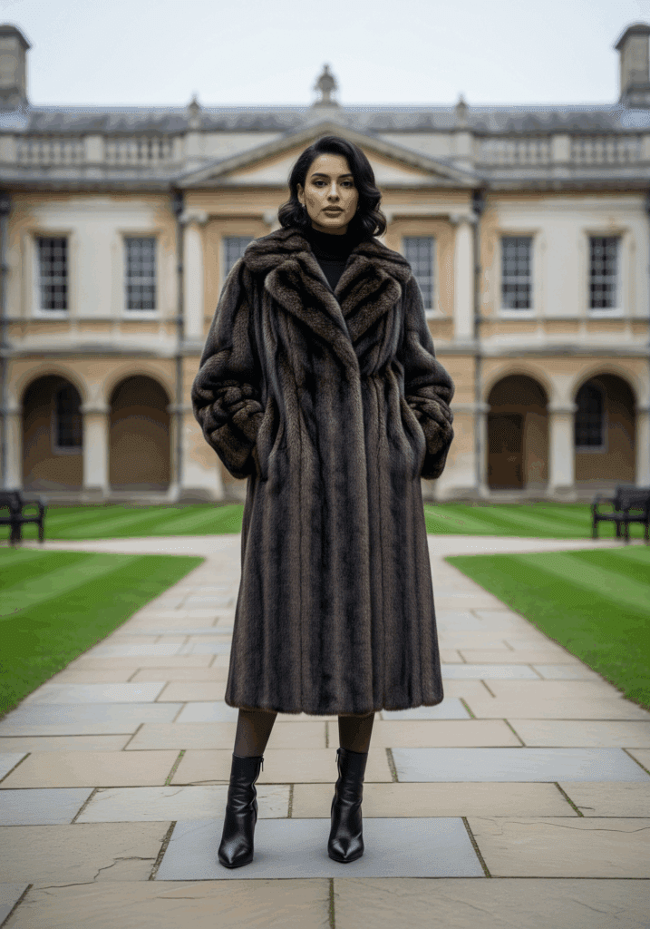 Structured Vintage-Look Faux Mink Coat