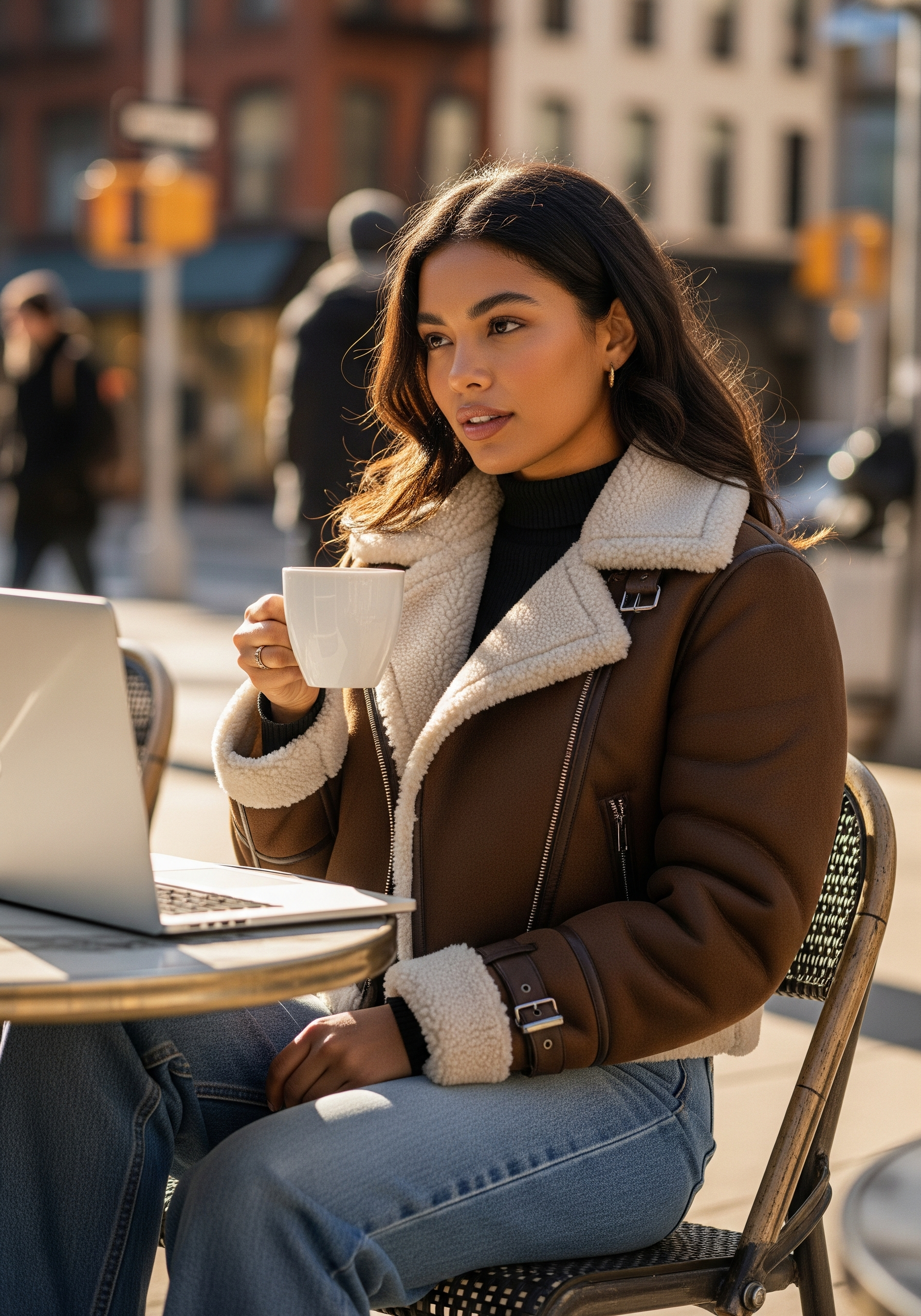 Short Espresso Faux Shearling Jacket
