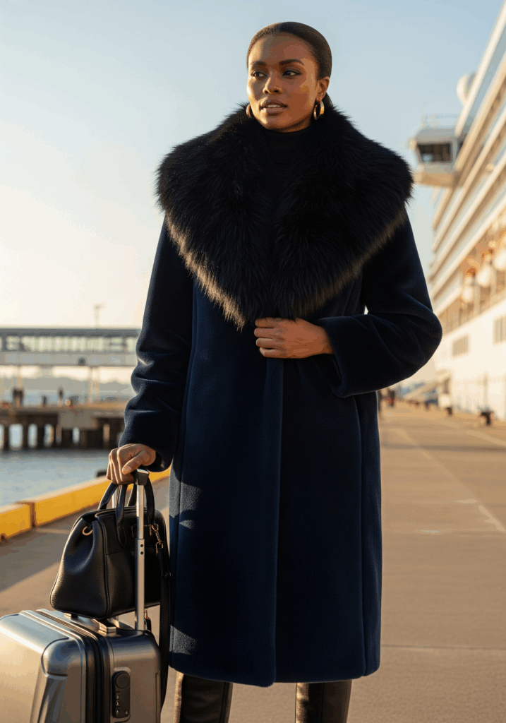 Midnight Blue Coat with Statement Collar