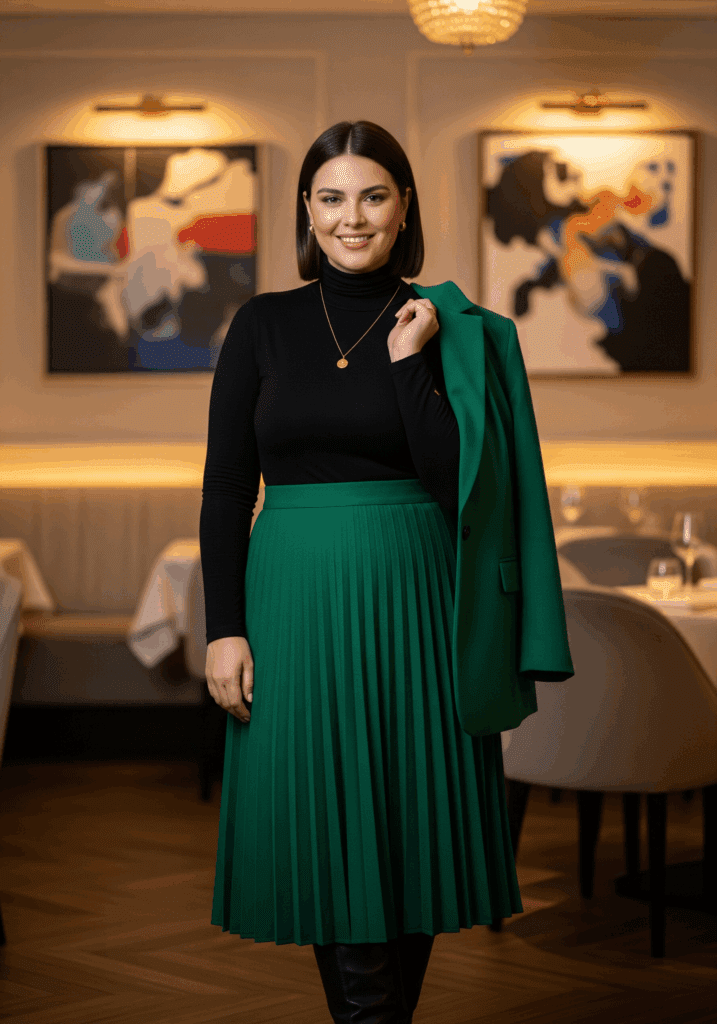 Emerald Green Wool Blazer for Winter Glamour