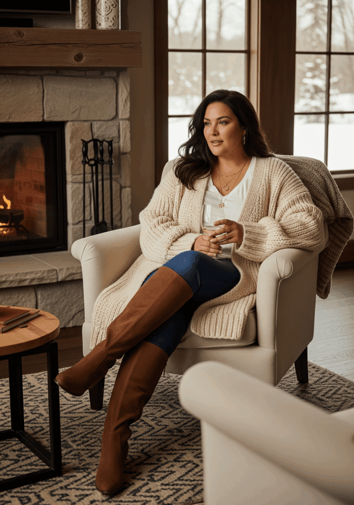 Completely Relaxed in a Cozy Cardigan & Jeans