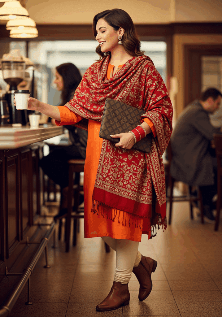 Global Inspired Shawl-Based Winter Outfit