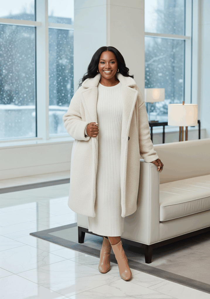Plus-Size Winter White Monochrome Elegance