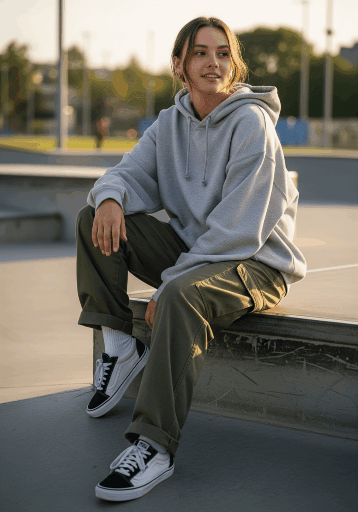 Laid-back Cool in a Baggy Hoodie