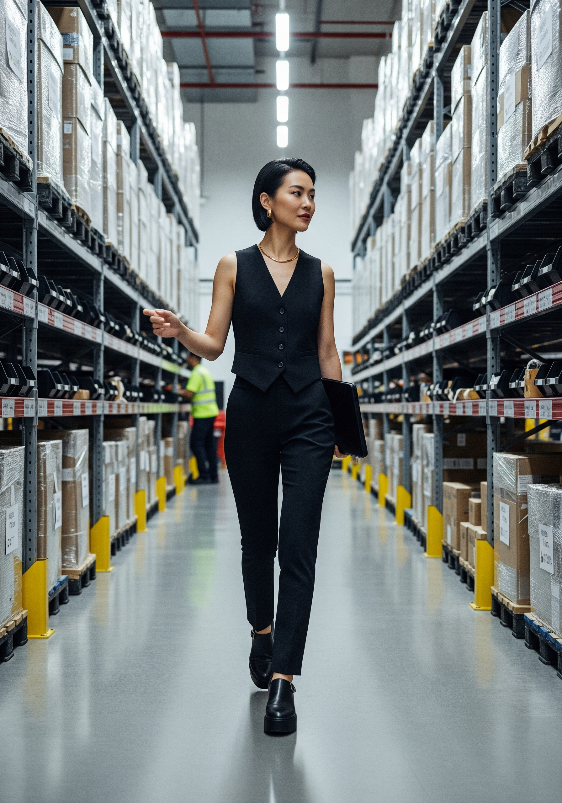 Contemporary Black Vest Suiting