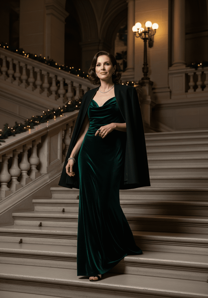 Velvet Winter Dress Steals the Show at the Christmas Gala
