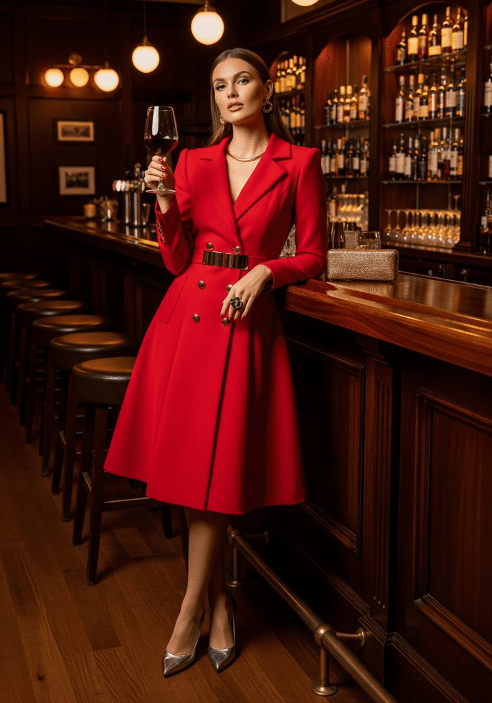 Crimson Winter Dress Power at Cocktail Hour