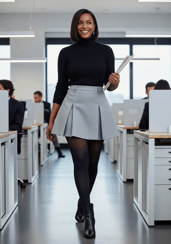 Turtleneck & Pleated Skirt, Perfected