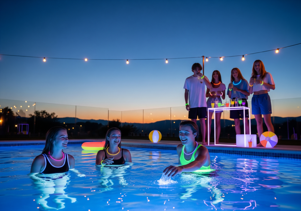 Brilliant Glow-in-the-Dark Pool Party Theme for Teens (Electric Effect!)