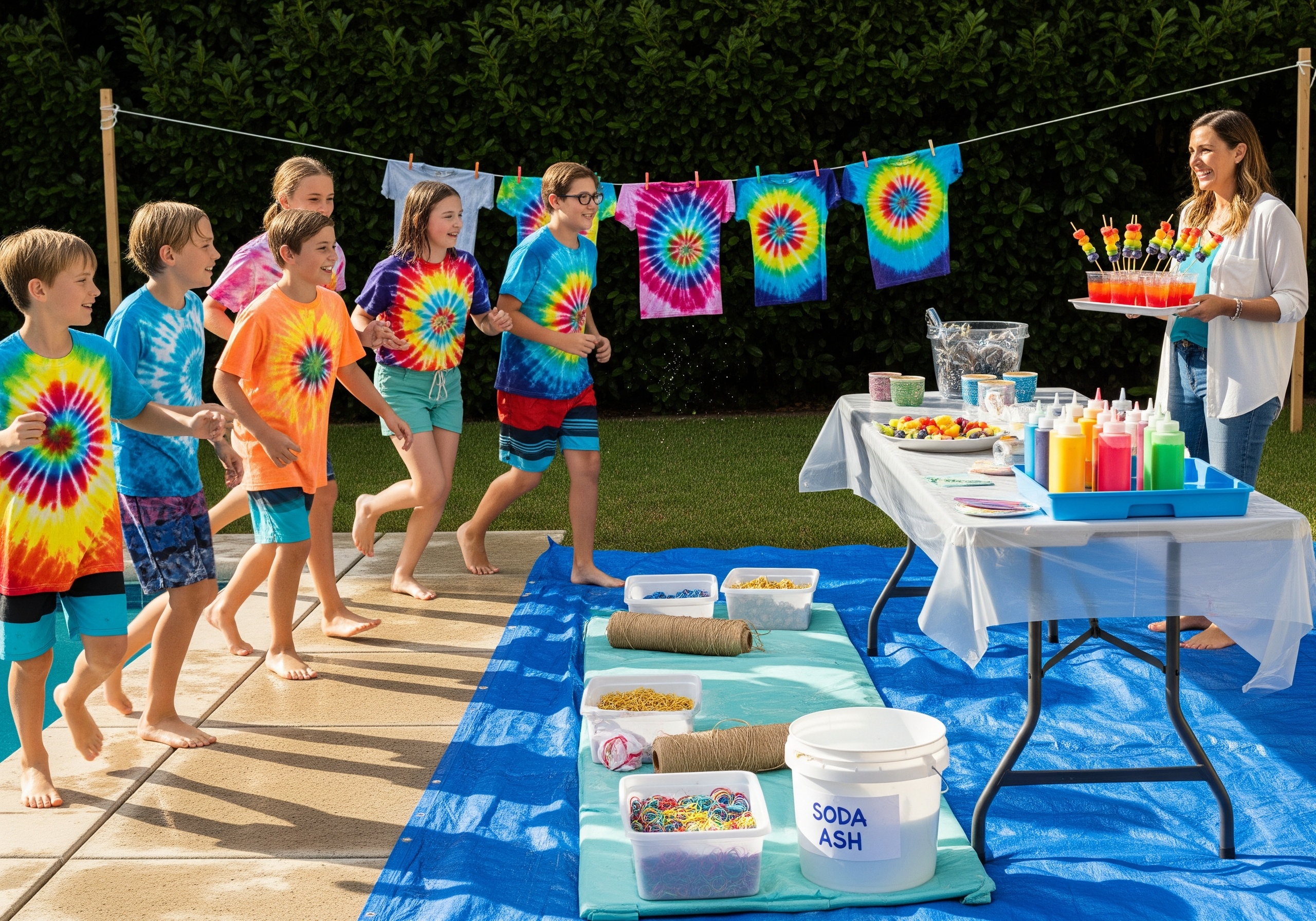Tie-Dye Dip Themed Pool Party for Colorful Fun