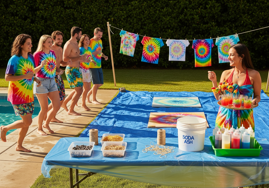 Tie-Dye Dip Themed Pool Party for Colorful Fun