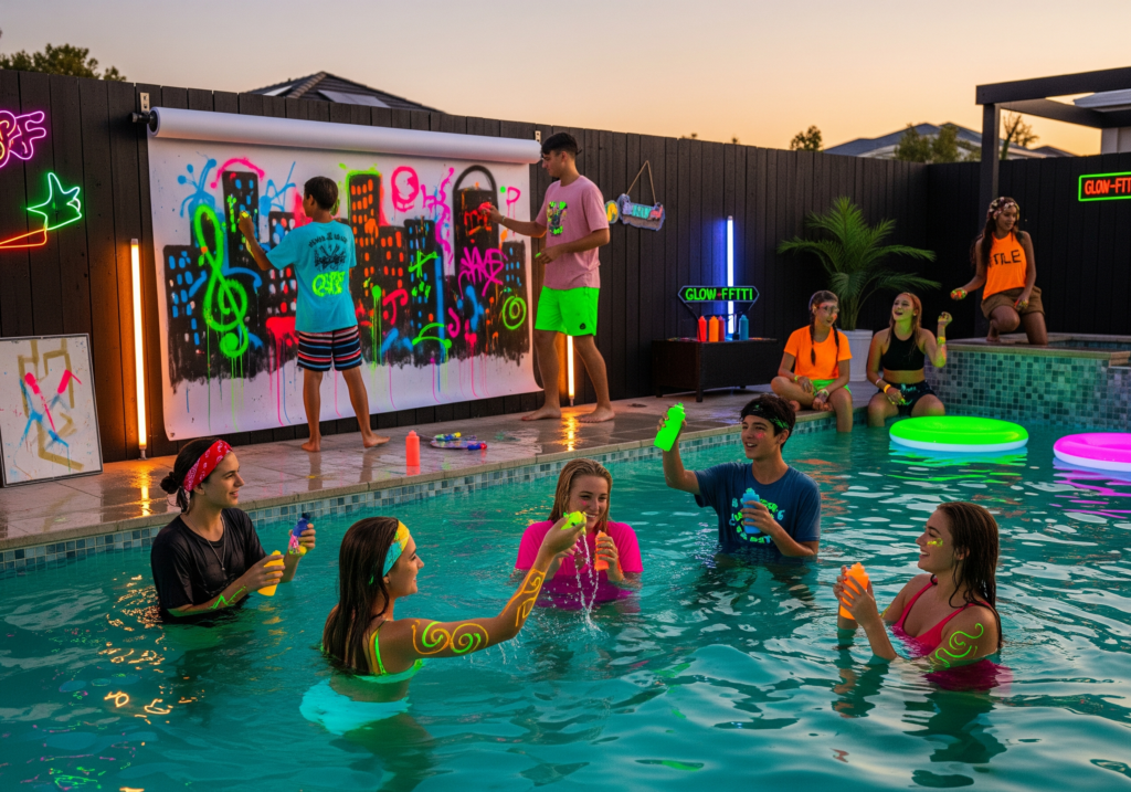 Street Art Splash Pool Party for Bold Urban Energy!