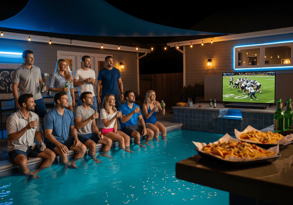Sports Bar Themed Pool Party for Best "Game-Day" Weekend!