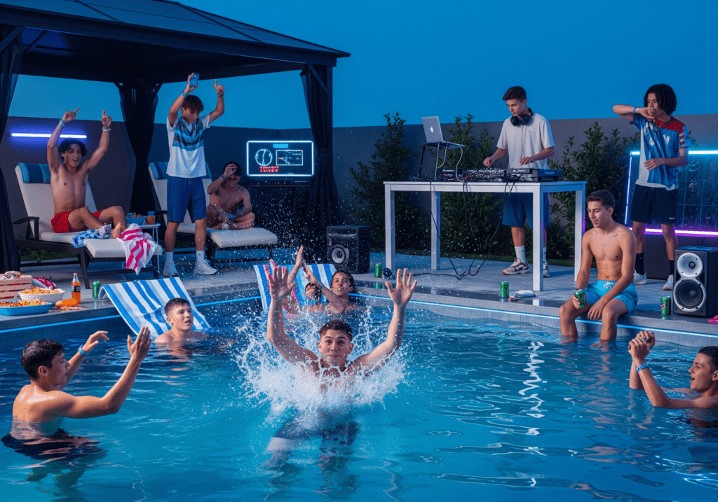 Blue Hour Beat Drop Pool Party for Teenage Boys