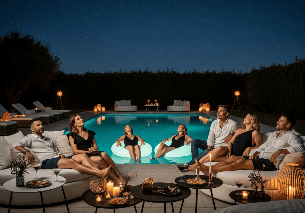 Midnight Moonlight Themed Pool Party for Relaxed Style!