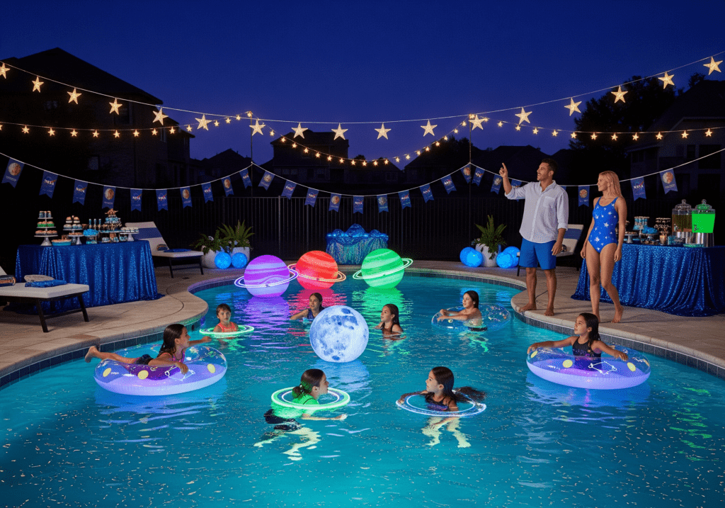 Space Odyssey Themed Pool Party for an Amazing Night!