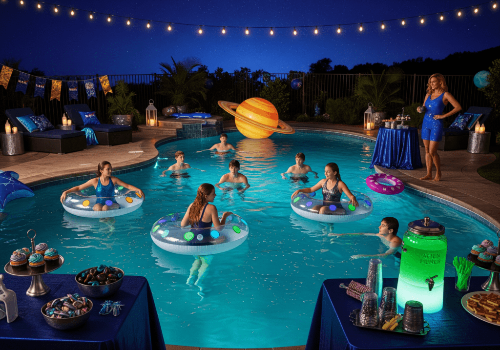 Space Odyssey Themed Pool Party for Teenagers
