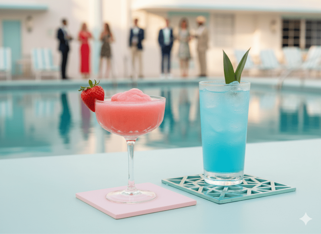 Pool Party Drinks Pairing - Miami Art Deco