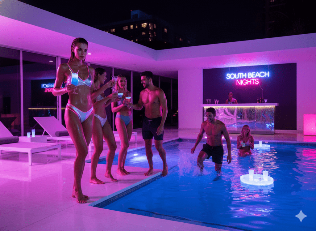 South Beach Neon Nights Pool Party for Bold, Electric Vibes!